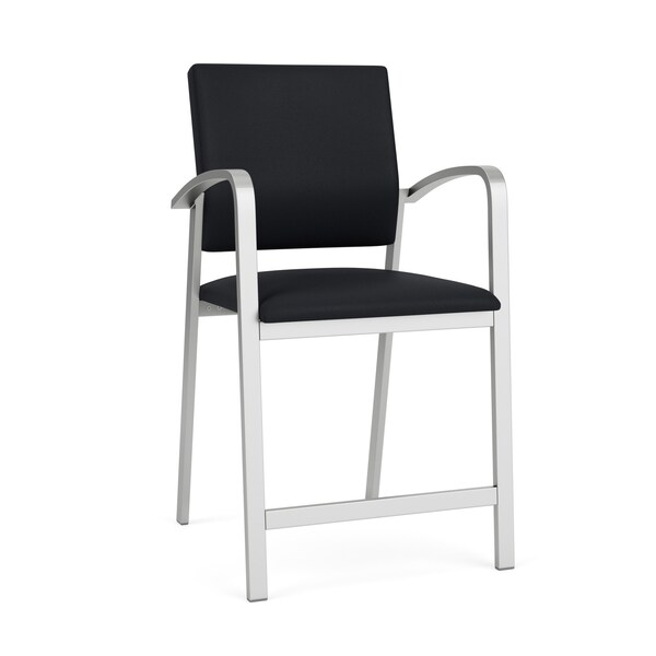 Lesro Newport Hip Chair Metal Frame, Silver, MD Black Upholstery NP1161 - main